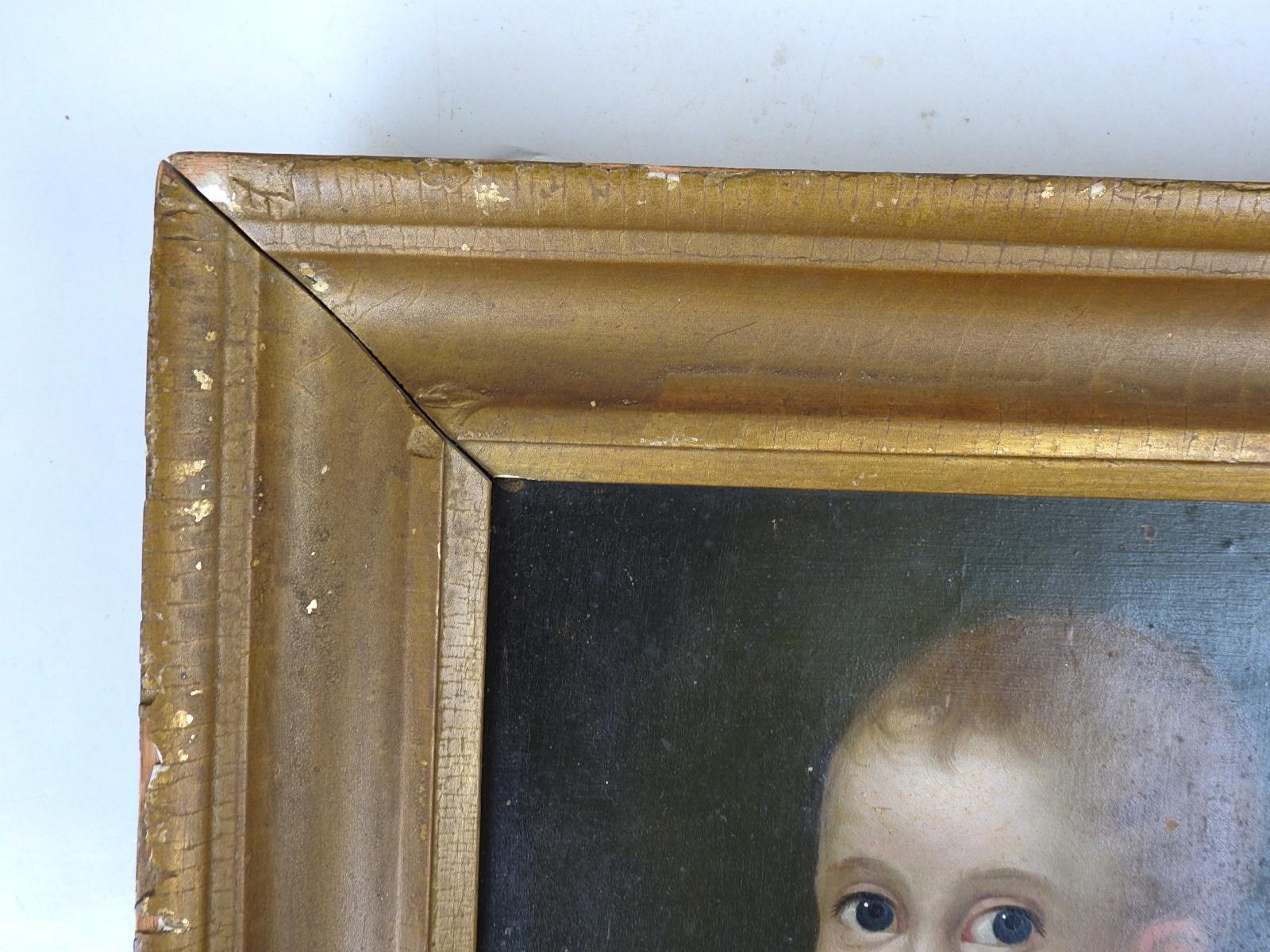 Early 19th Century Folk Art Child Portrait Painting For Sale 12