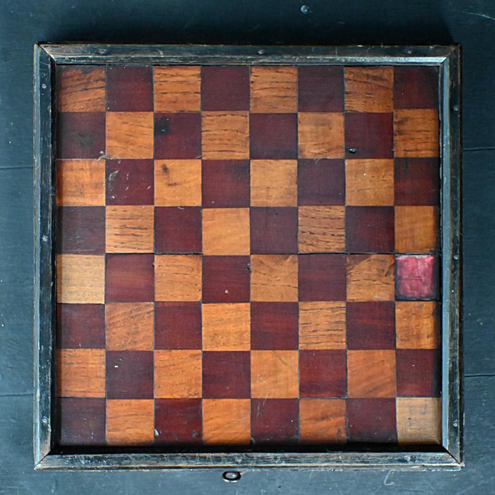 Hand-Crafted Early 19th Century Folk Art Hand Painted Games Board For Sale