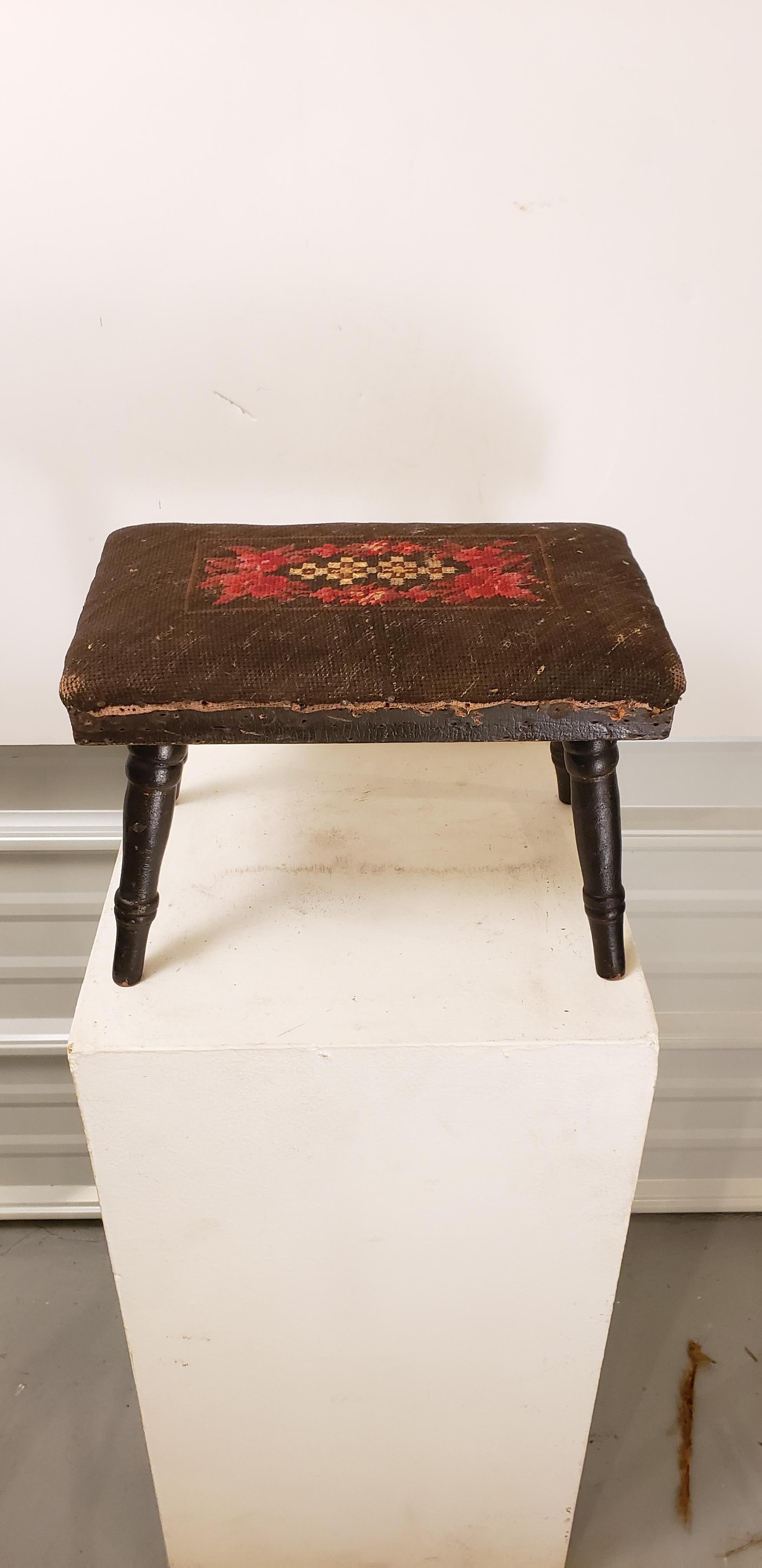 Fabric Early 19th Century Foot Stool, American 1830's