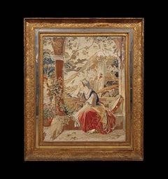 EARLY 19th CENTURY FRAMED EMBROIDERED FABRIC