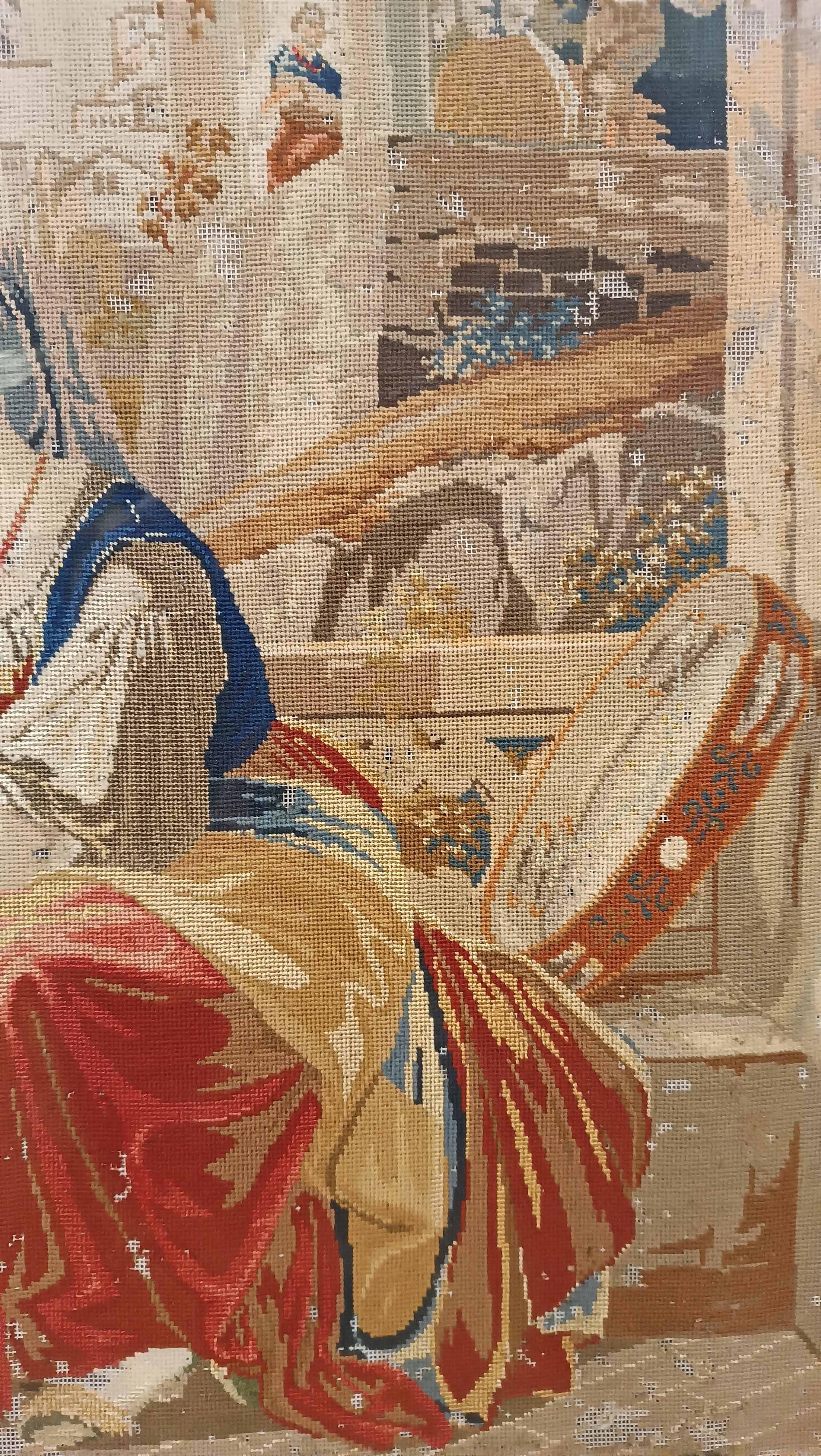 19th Century EARLY 19th CENTURY FRAMED EMBROIDERED FABRIC in vendita