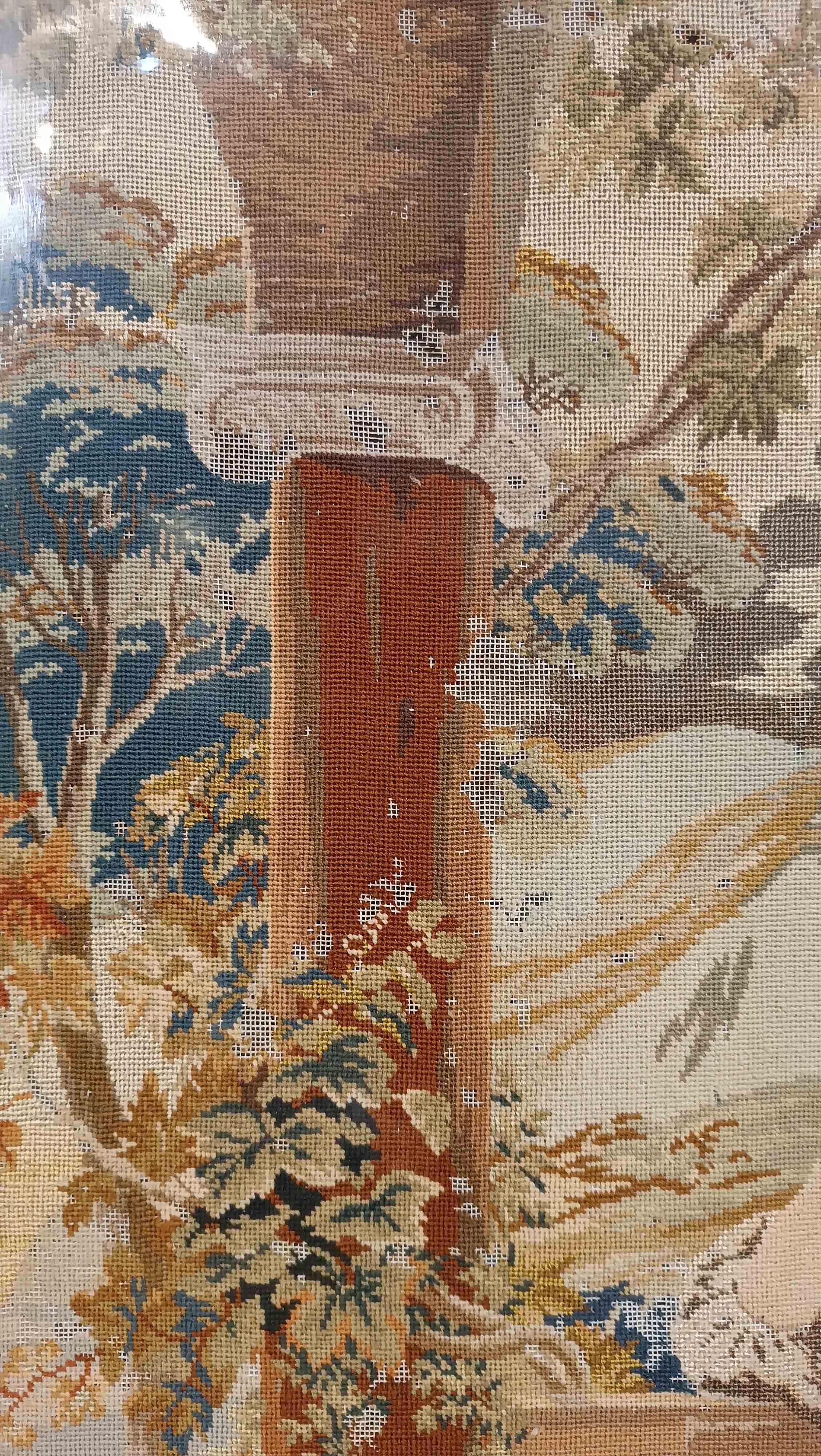 Tessuto EARLY 19th CENTURY FRAMED EMBROIDERED FABRIC in vendita