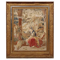 EARLY 19th CENTURY FRAMED EMBROIDERED FABRIC