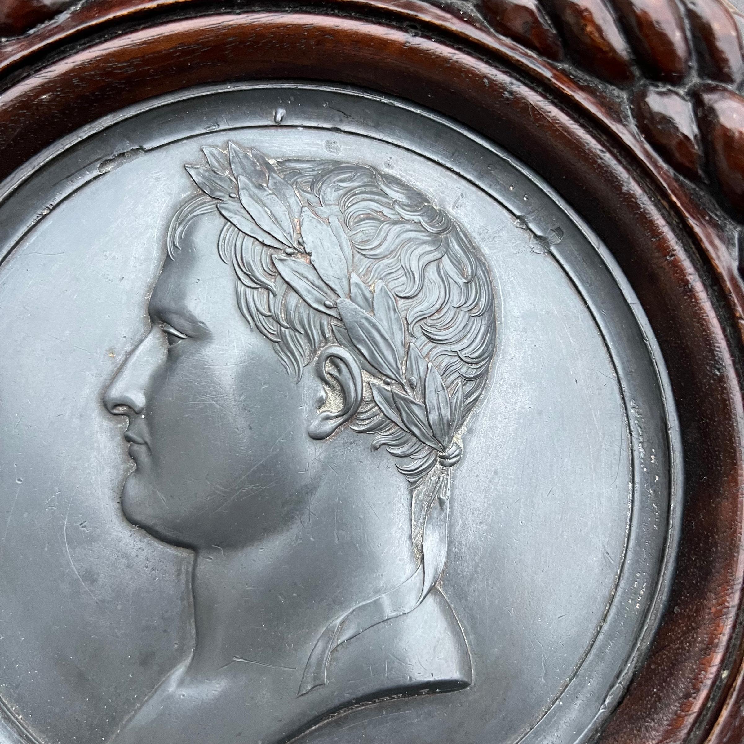 Pewter Early 19th Century Framed Napoleon Medallion by Bertrand Andrieu For Sale