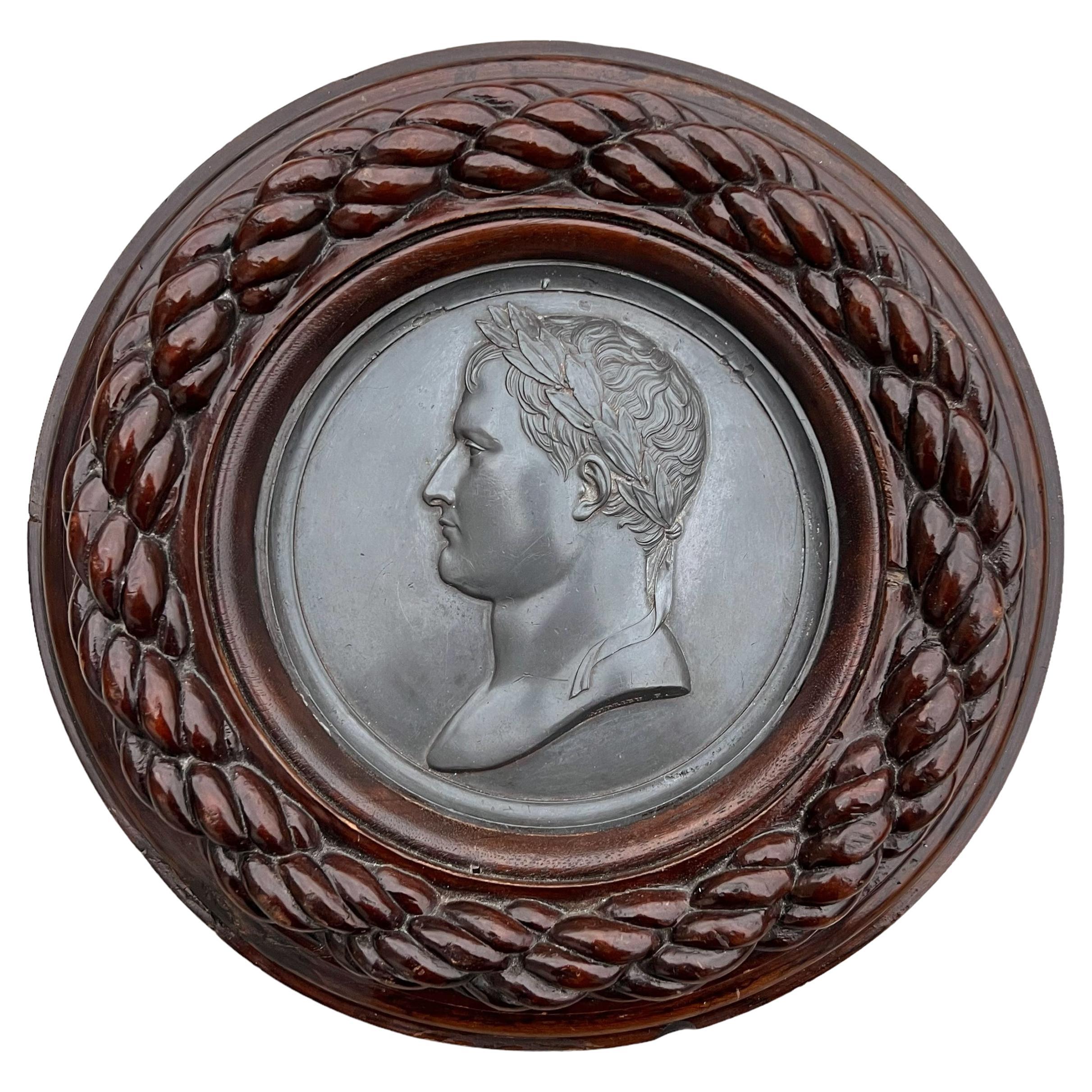 Early 19th Century Framed Napoleon Medallion by Bertrand Andrieu For Sale