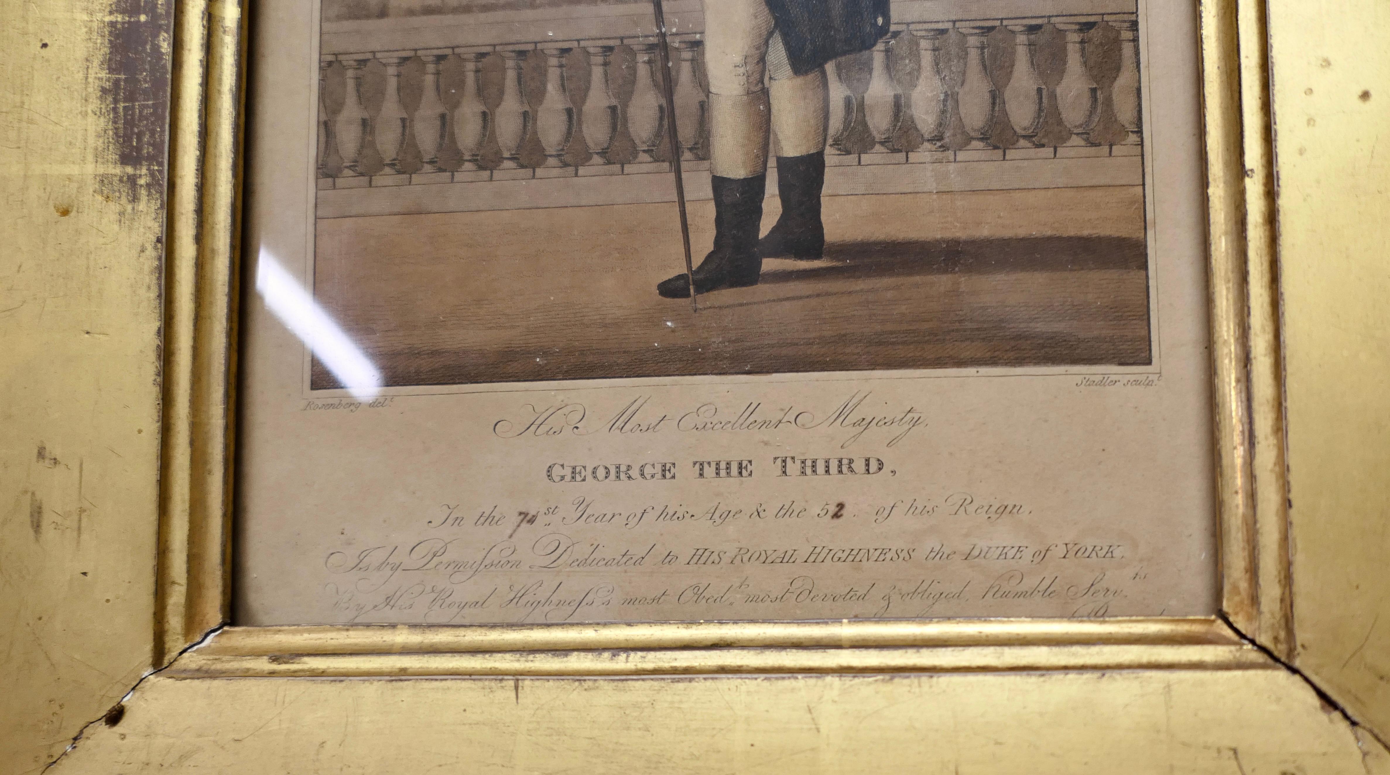 Georgian Early 19th Century Framed Print of George III  Attractive and interesting piece For Sale