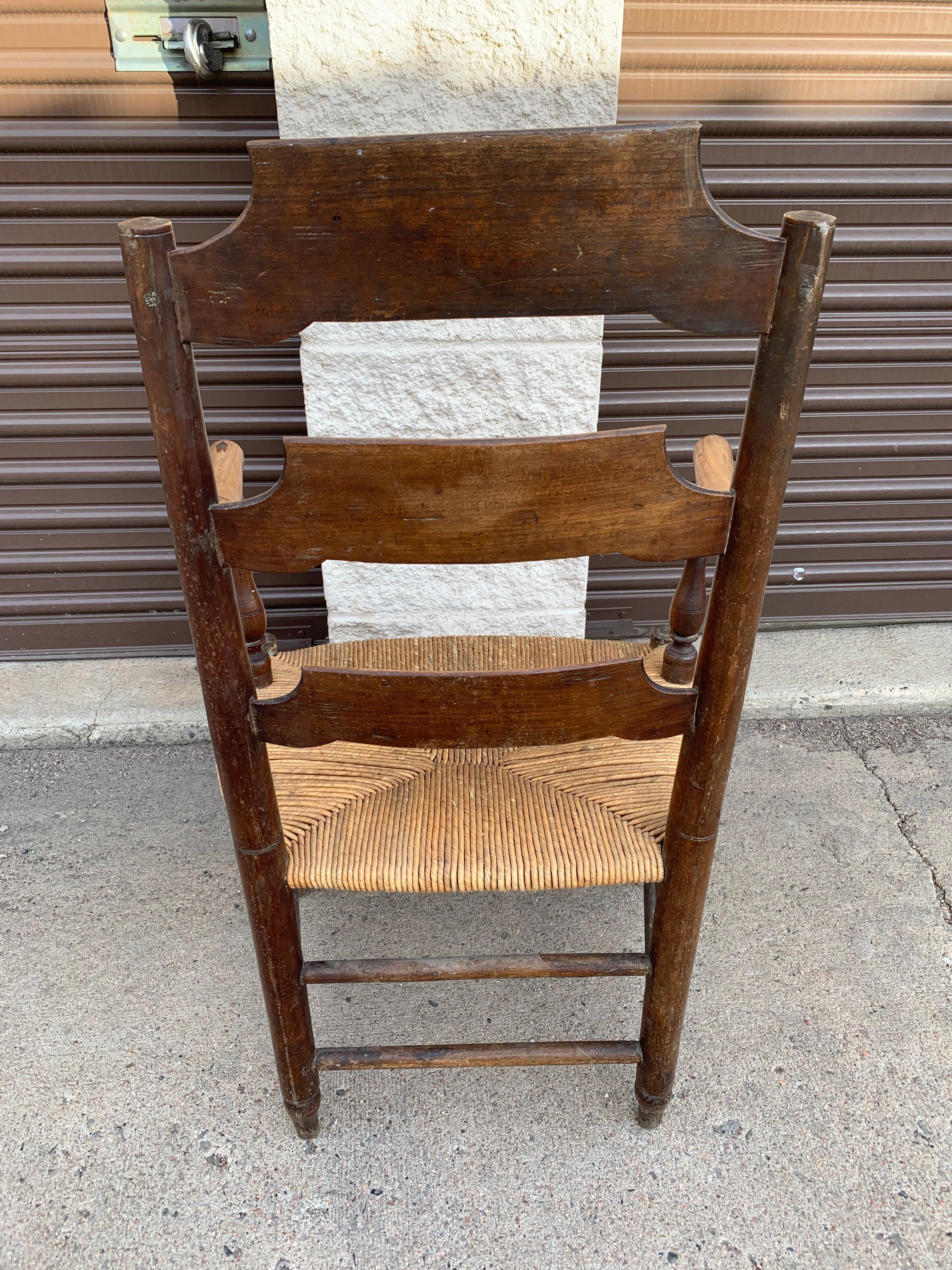 Early 19th Century French Ash Wood Rush Seat Armchair 2