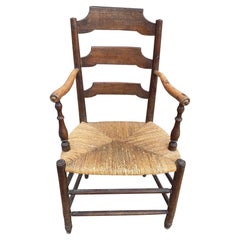 Early 19th Century French Ash Wood Rush Seat Armchair