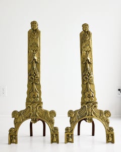 Early 19th Century French Baroque Bronze Figural Andirons