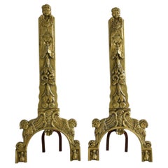 Early 19th Century French Baroque Bronze Figural Andirons