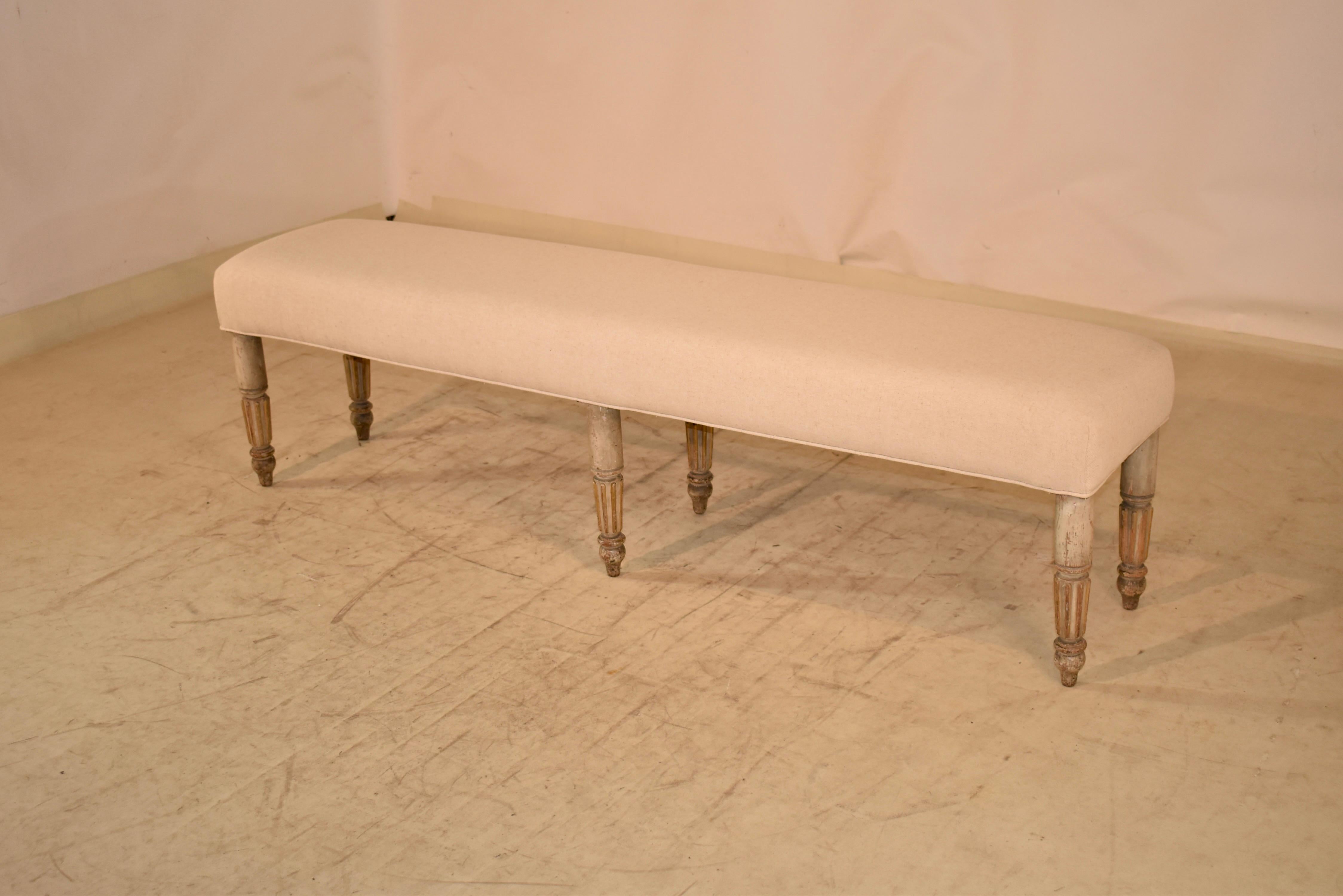 Linen Early 19th Century French Bench with Original Paint  For Sale