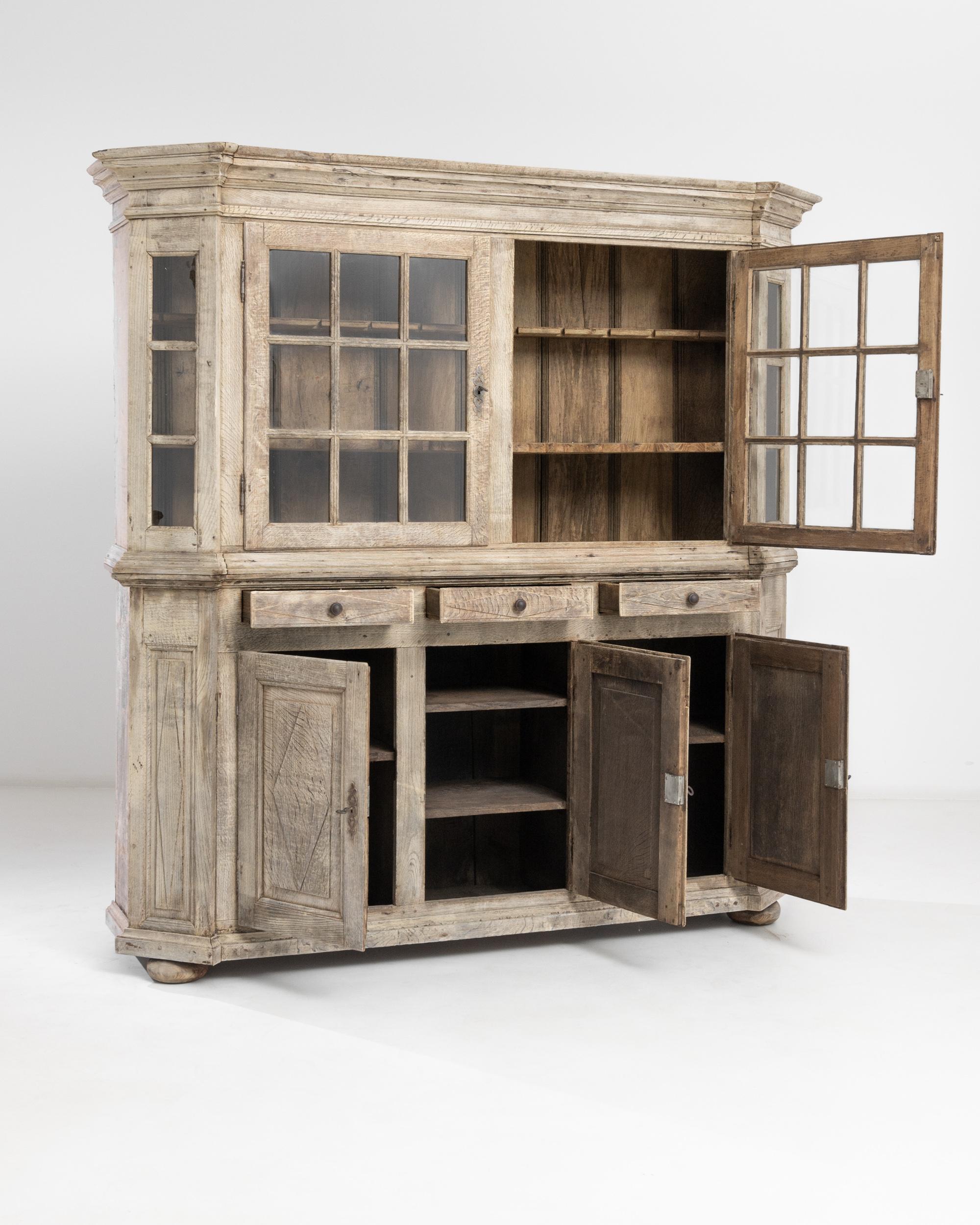 French Provincial Early 19th Century French Bleached Oak Vitrine