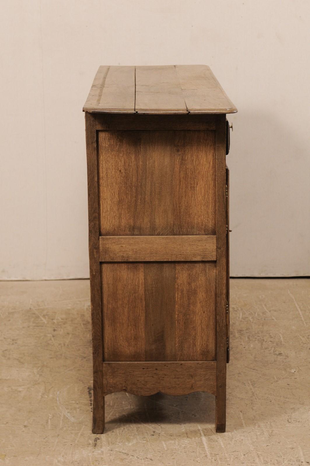 Early 19th Century French Bleached Oak Wood Buffet Cabinet with Carved Skirt 3