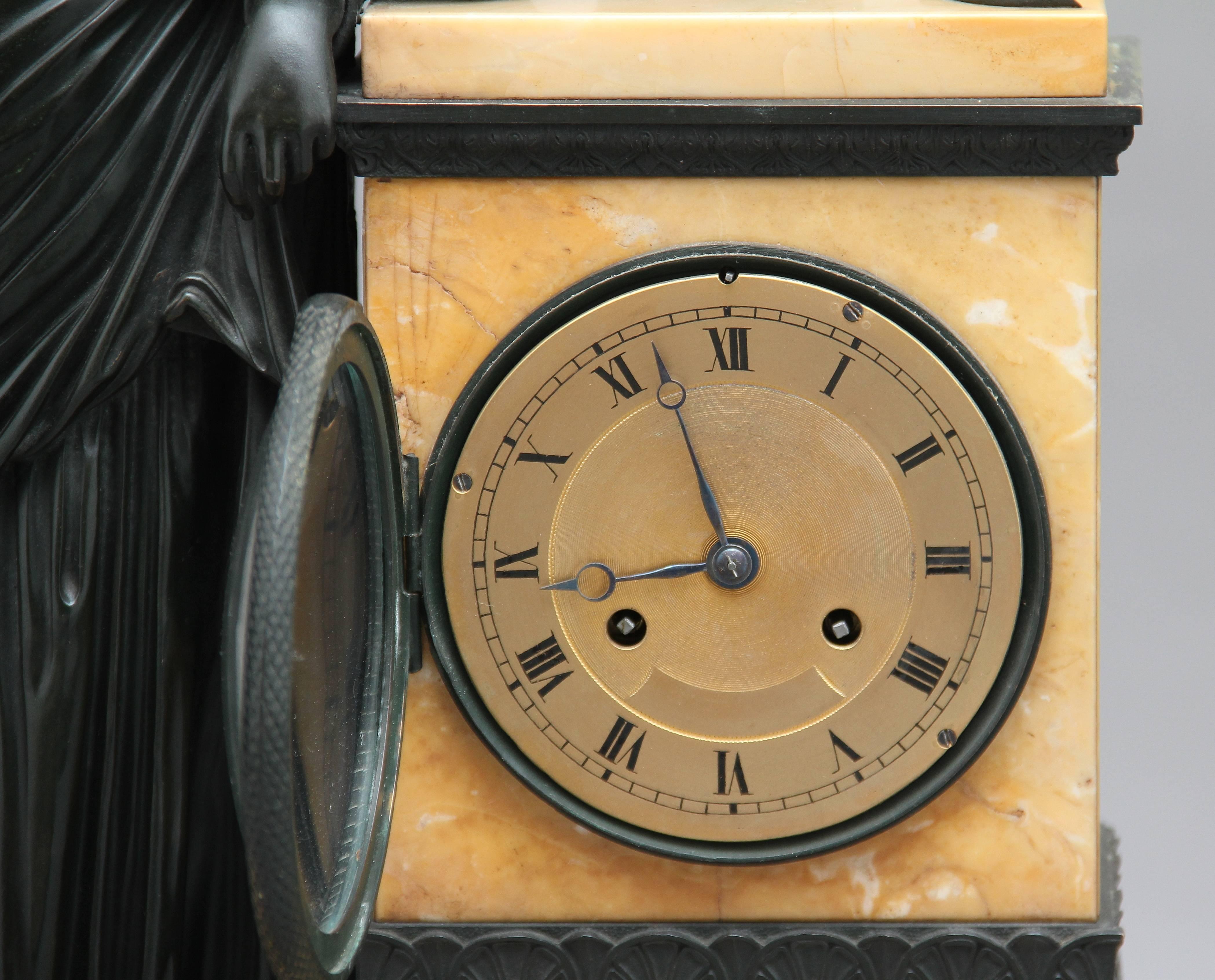 Early 19th Century French Bronze and Marble Mantel Clock 4