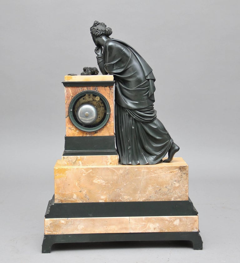 Early 19th Century French Bronze and Marble Mantel Clock at 1stDibs