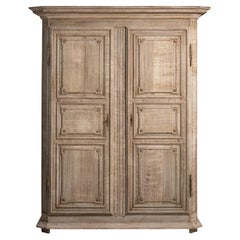 Early 19th Century French Brown Wood Wardrobe, Original Patina, 94.5”