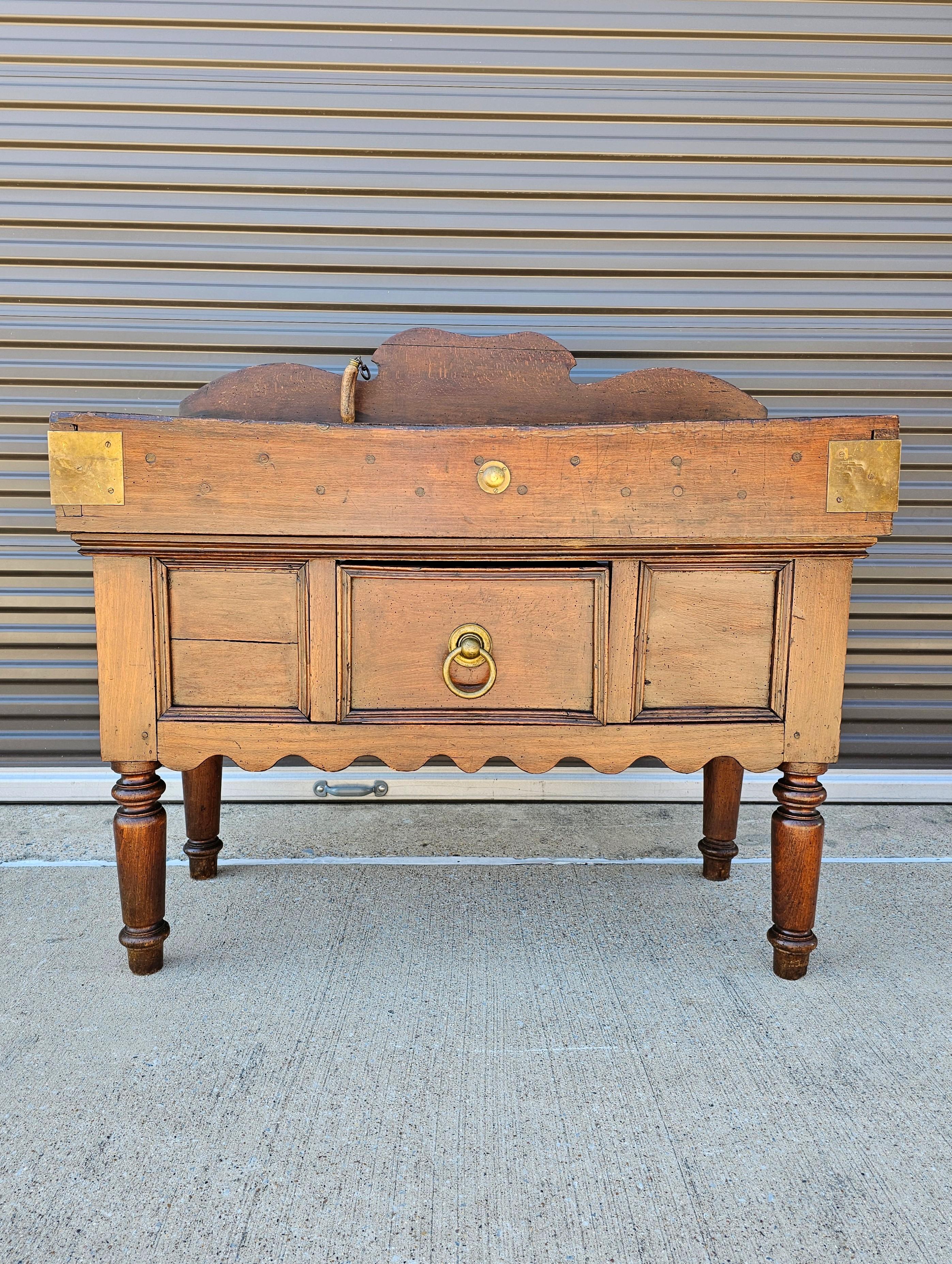Industrial Early 19th Century French Butcher Block Table Billot de Boucher For Sale