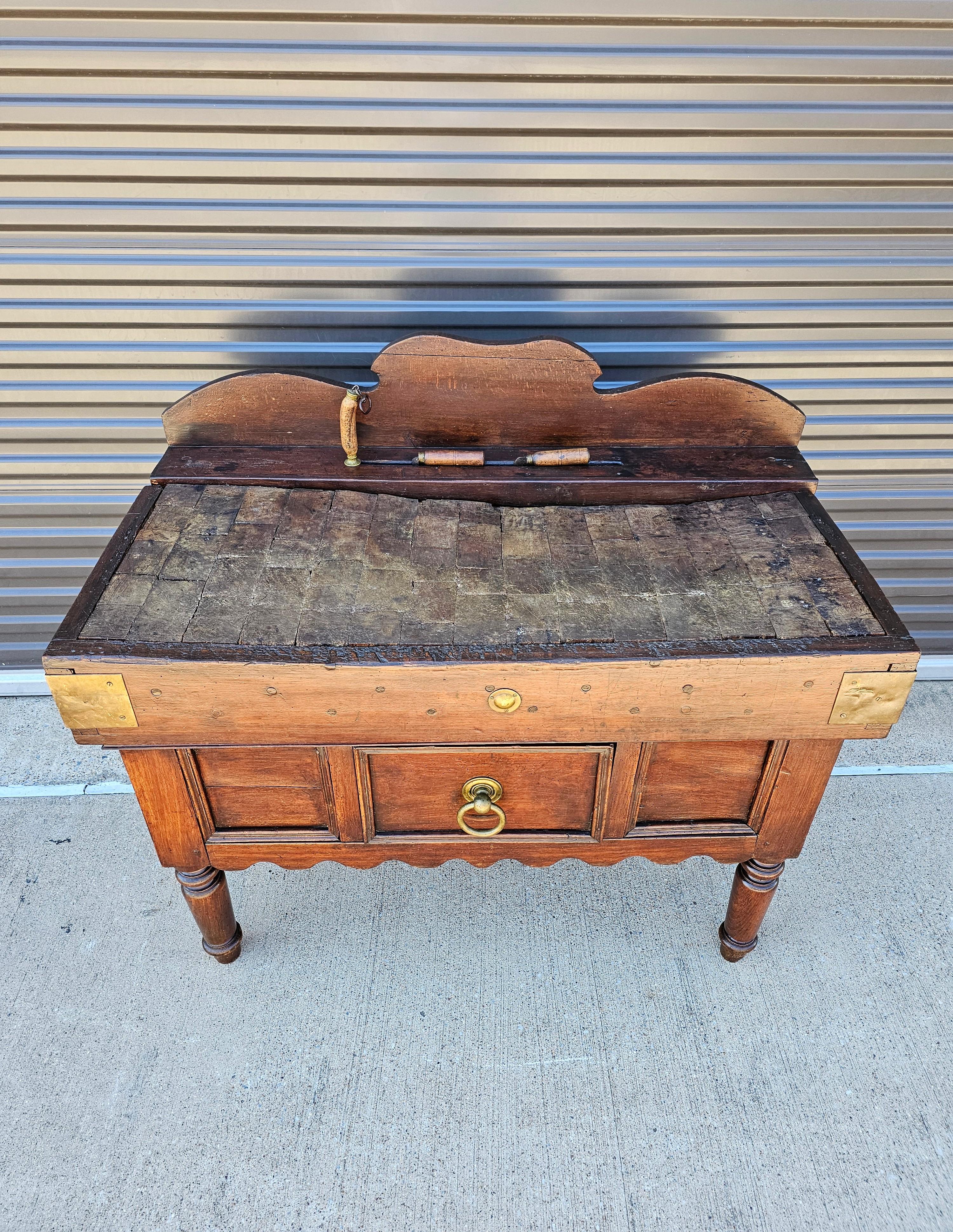 Molded Early 19th Century French Butcher Block Table Billot de Boucher For Sale
