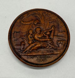 Frühes 19. Jahrhundert Französisch geschnitzt Boxwood Schnupftabakdose, "La Ste Famille"