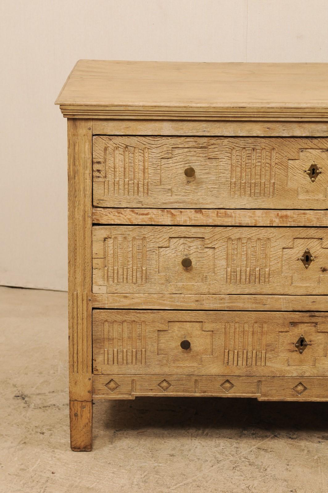 Early 19th Century French Carved Light Wood Three-Drawer Chest 1