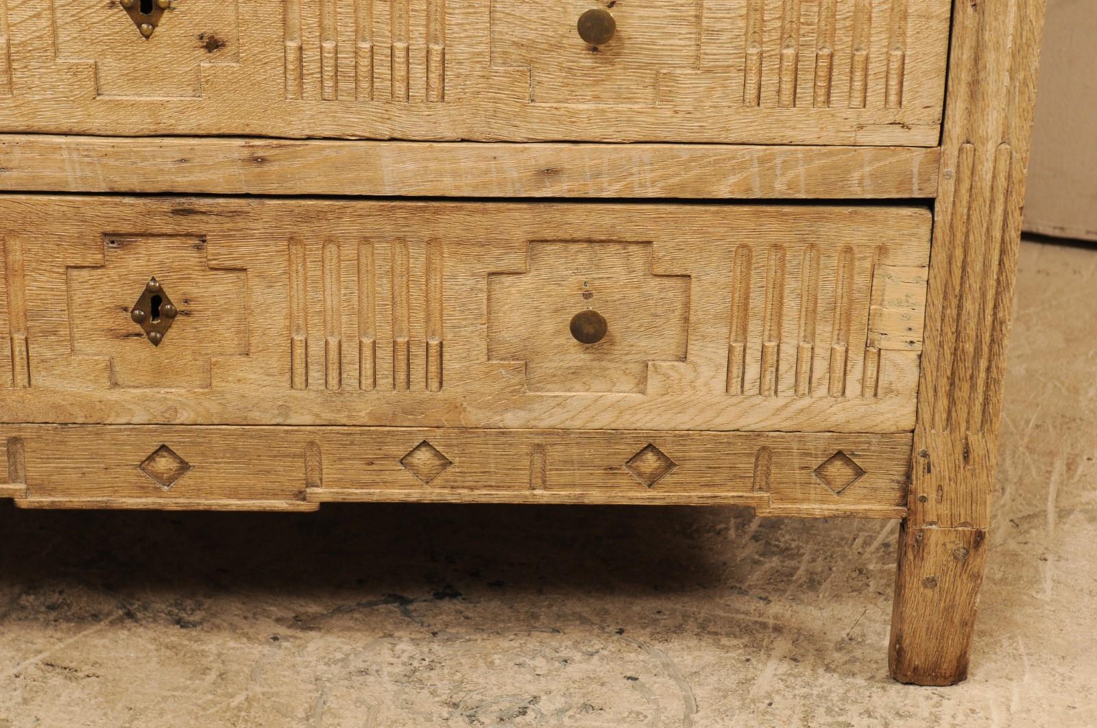 Early 19th Century French Carved Light Wood Three-Drawer Chest 2