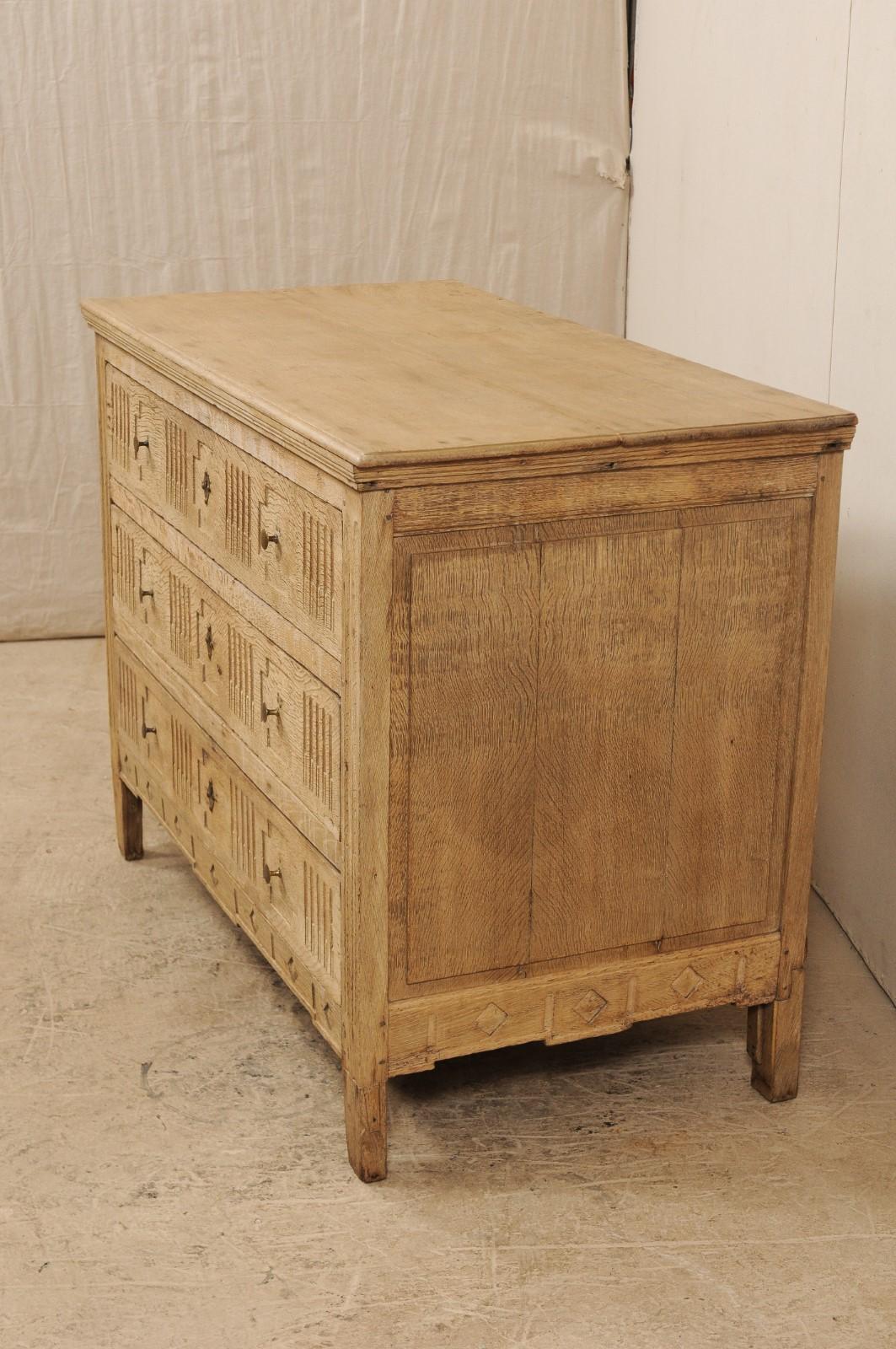 Early 19th Century French Carved Light Wood Three-Drawer Chest 3