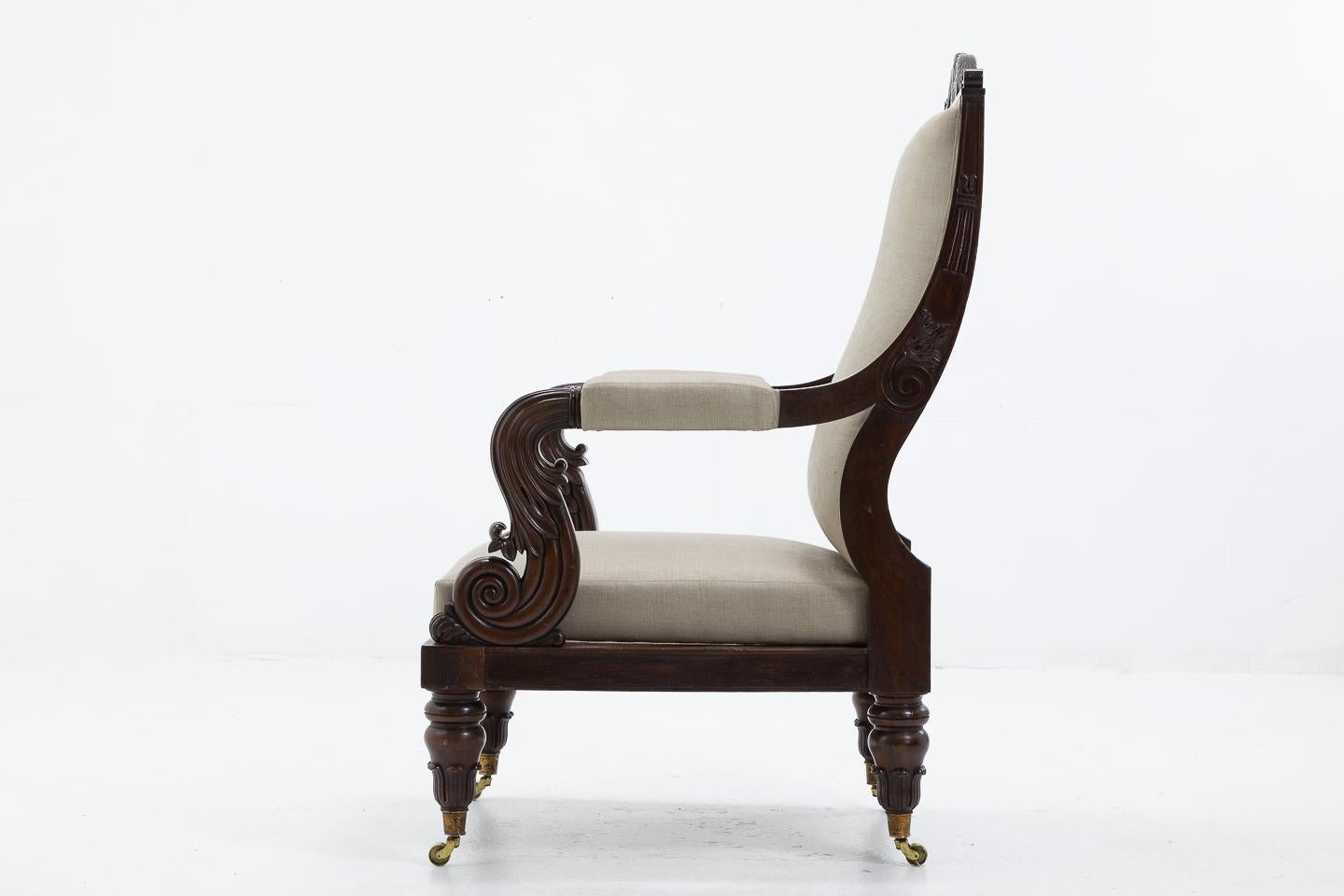 Early 19th Century French Carved Mahogany Armchair For Sale 5