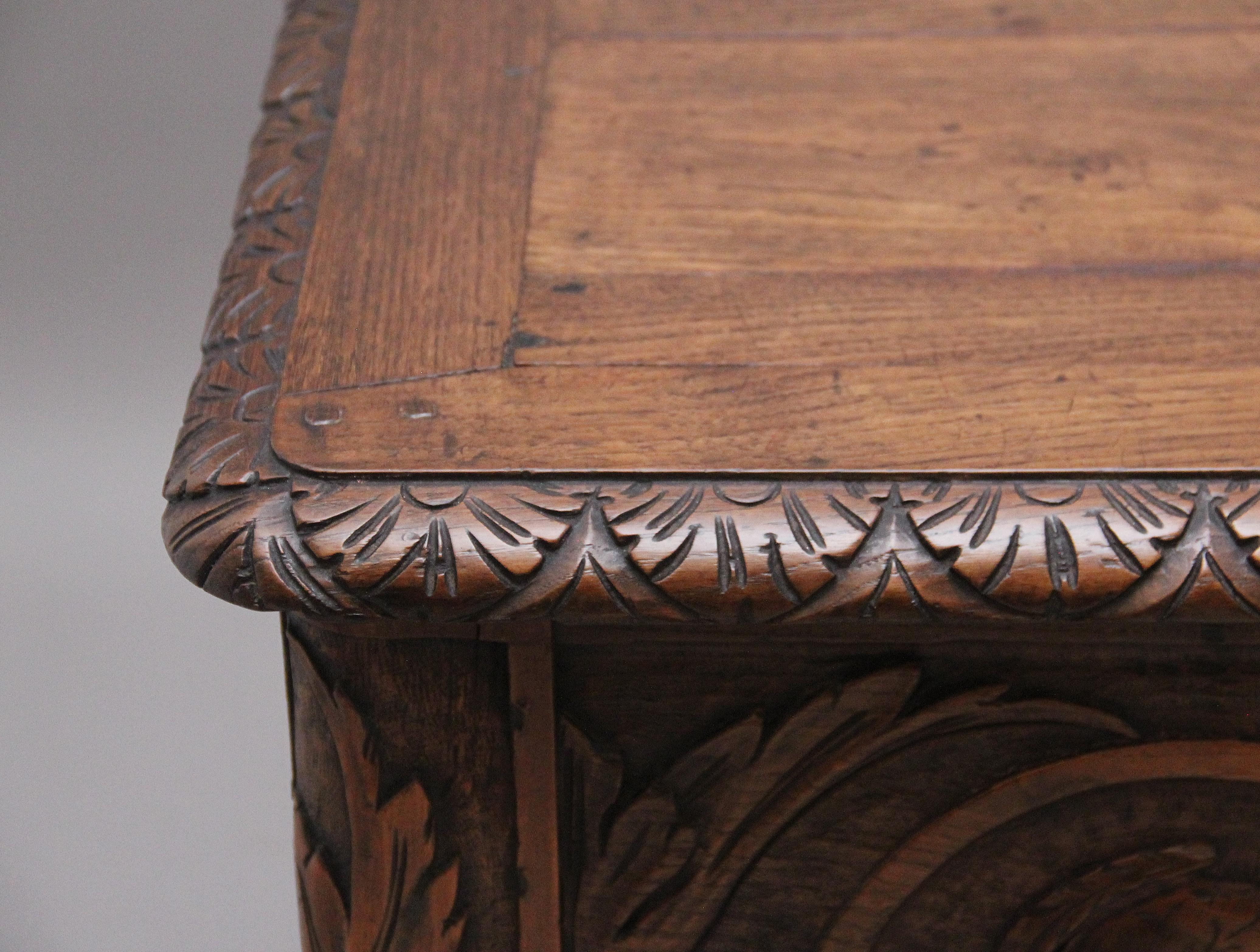 Early 19th Century French carved oak coffer For Sale 11