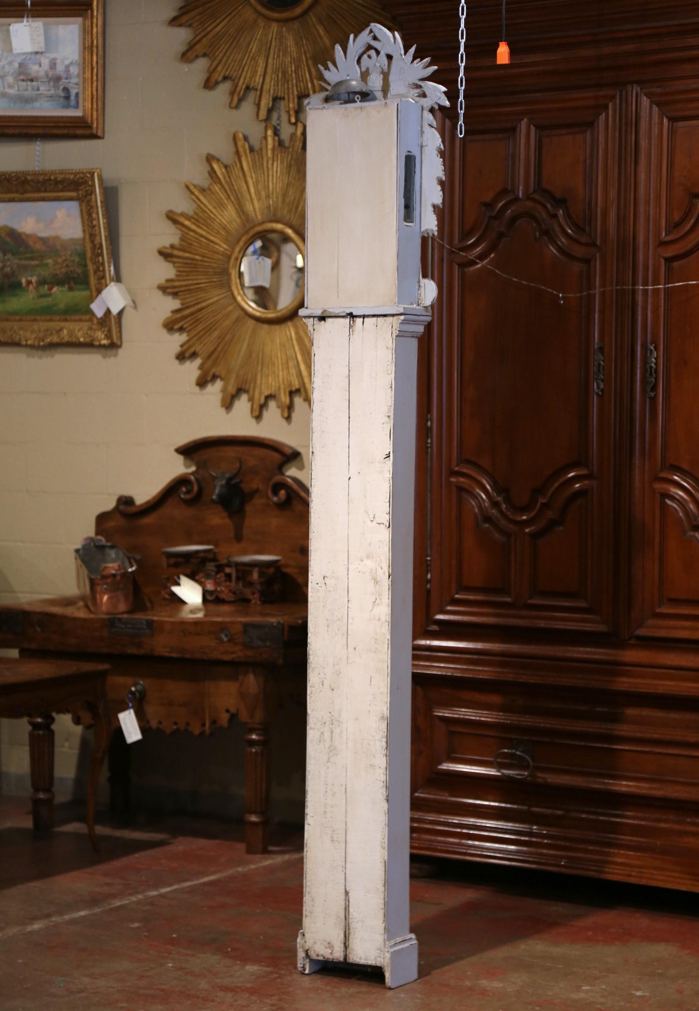 Early 19th Century French Carved Oak Painted Grandfather Clock from Normandy For Sale 5