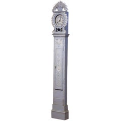 Early 19th Century French Carved Oak Painted Grandfather Clock from Normandy