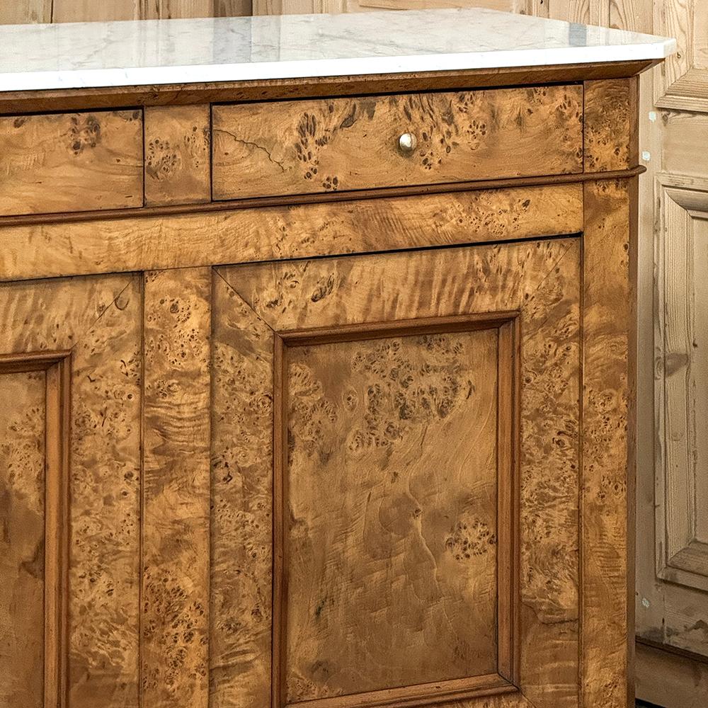 Buffet in radica di Charles X del primo Ottocento con marmo di Carrara in vendita 6