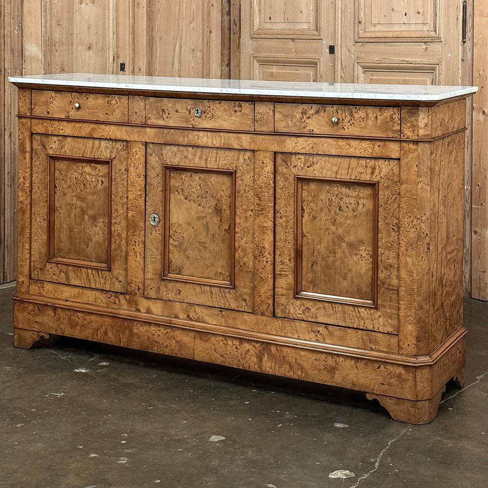 Carlo X Buffet in radica di Charles X del primo Ottocento con marmo di Carrara in vendita
