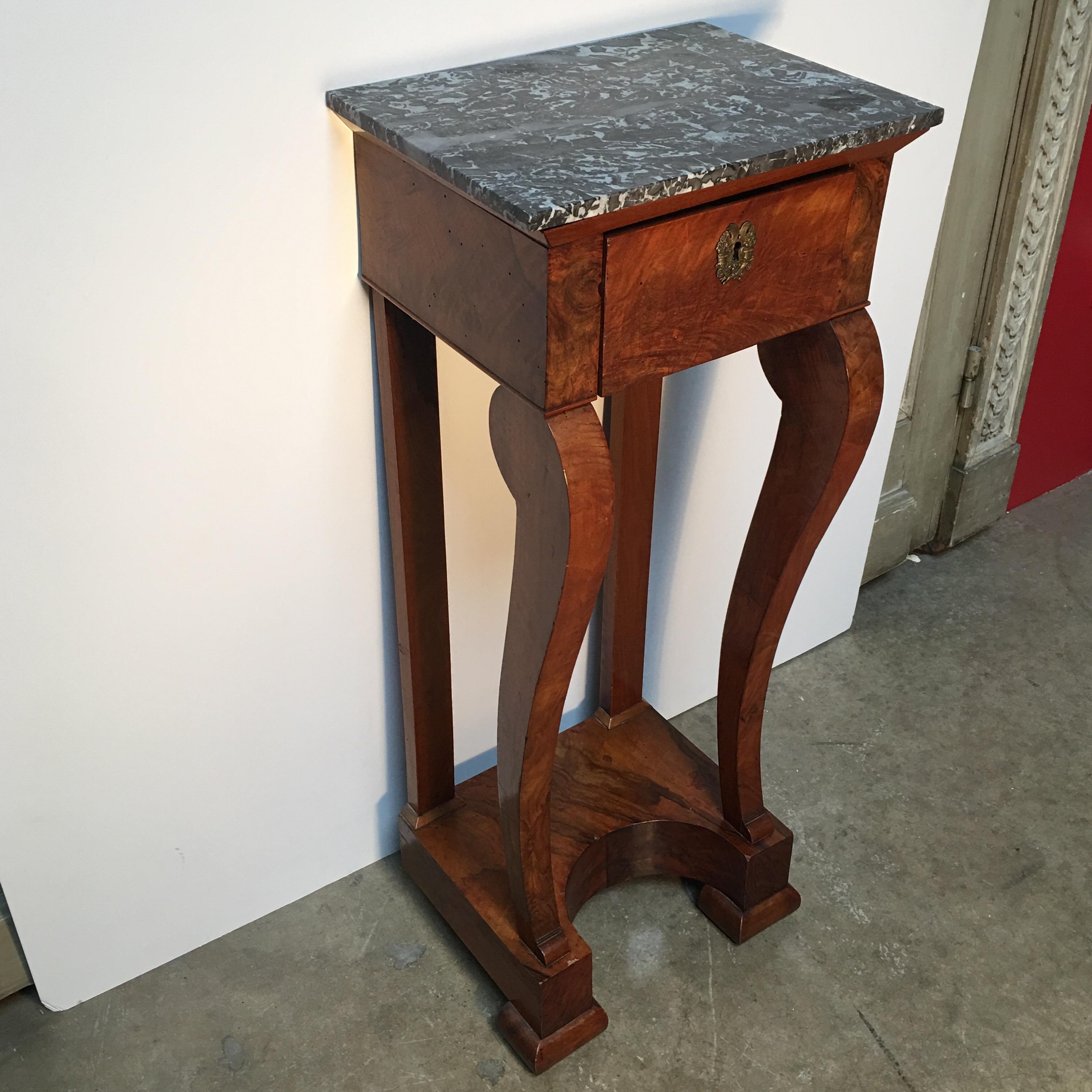 Early 19th Century French Charles X Mahogany Table with Marble Top In Good Condition In Dallas, TX