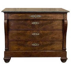 Early 19th Century French Charles X Marble Top Mahogany Commode