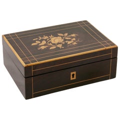 Early 19th Century French Charles X Palisander Sewing Box with Lemon Wood Inlay