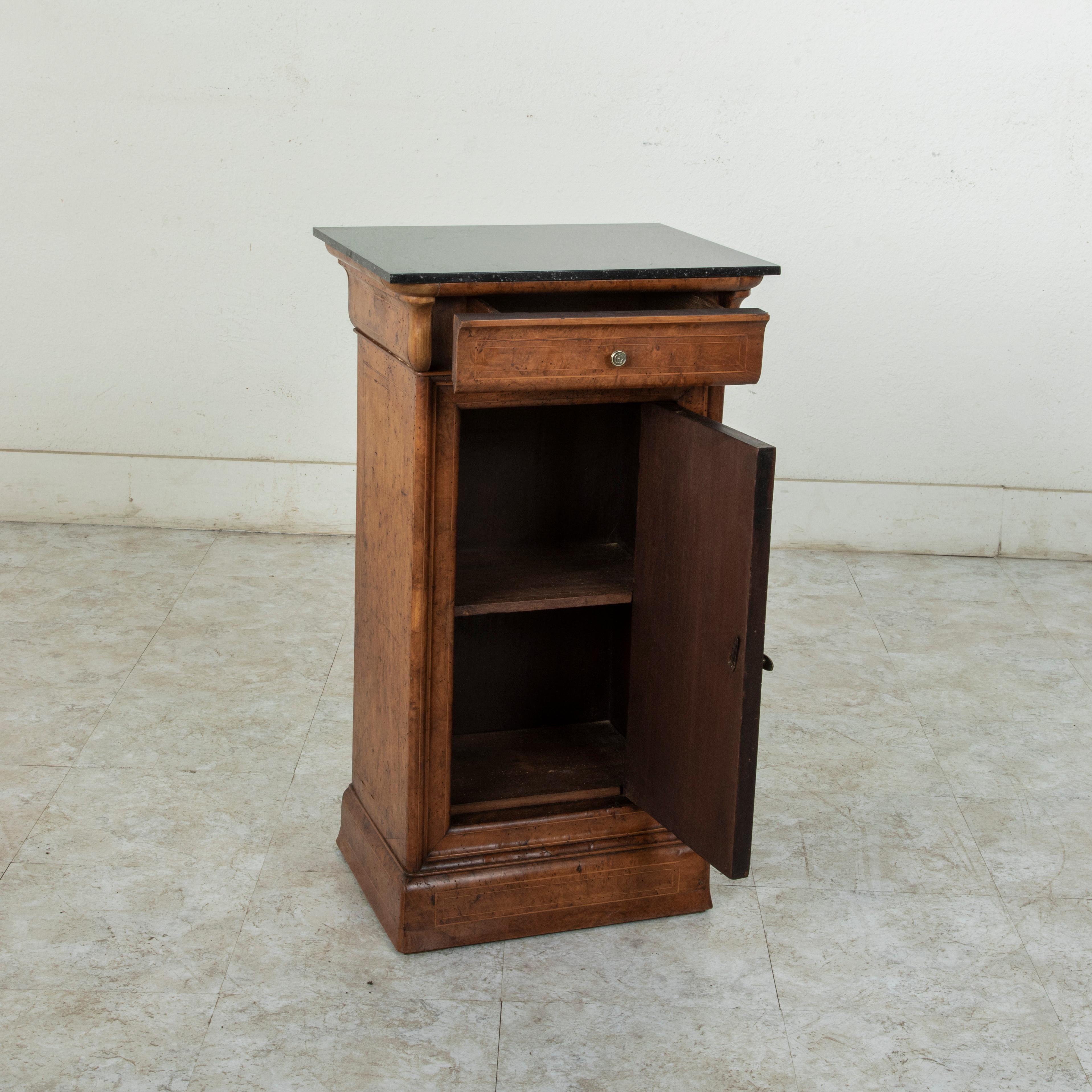 Early 19th Century French Charles X Period Birdseye Maple Nightstand with Marble 5