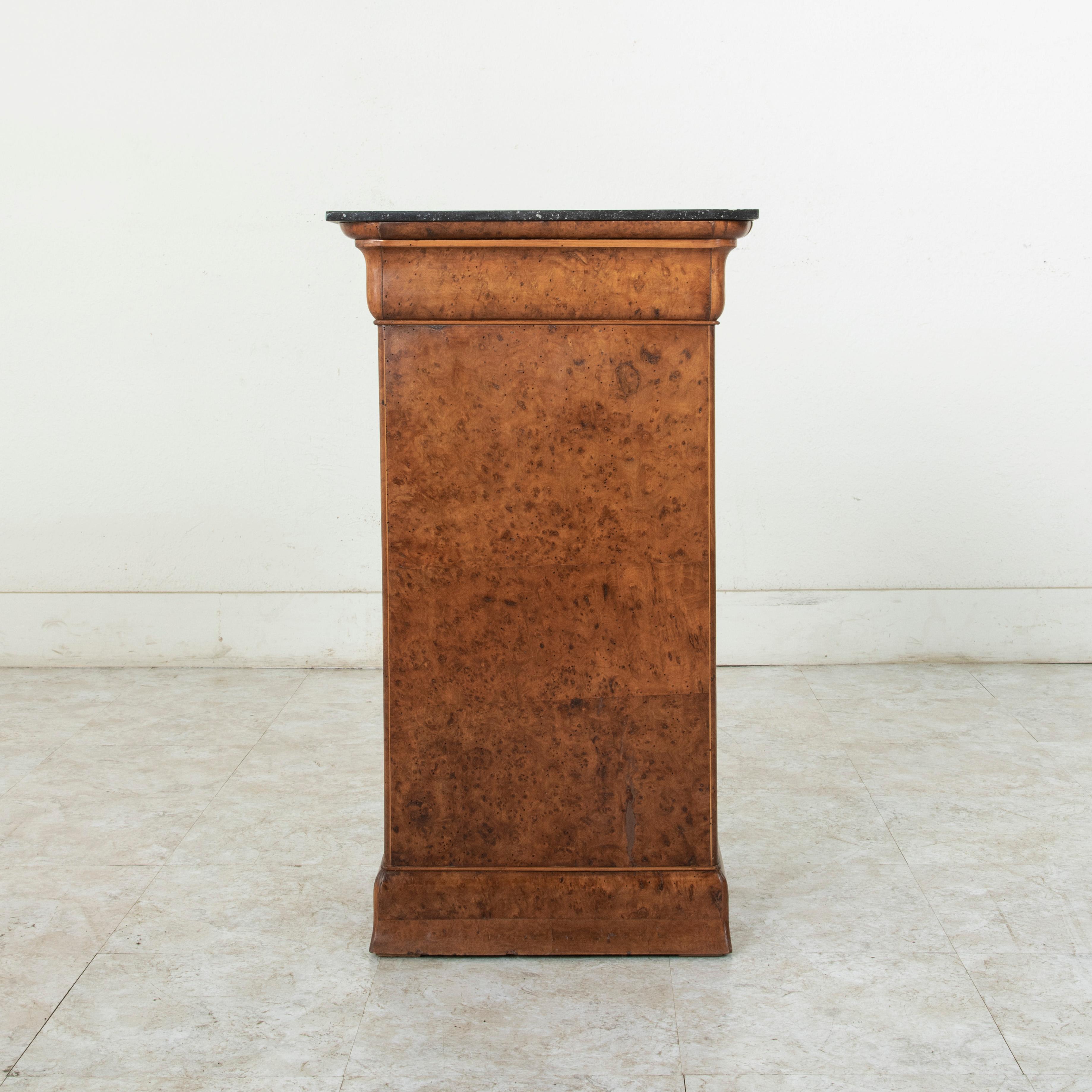 Early 19th Century French Charles X Period Birdseye Maple Nightstand with Marble In Good Condition In Fayetteville, AR
