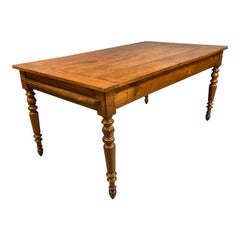 Early 19th Century French Charles X Period Cherrywood Farmhouse Table with Slide