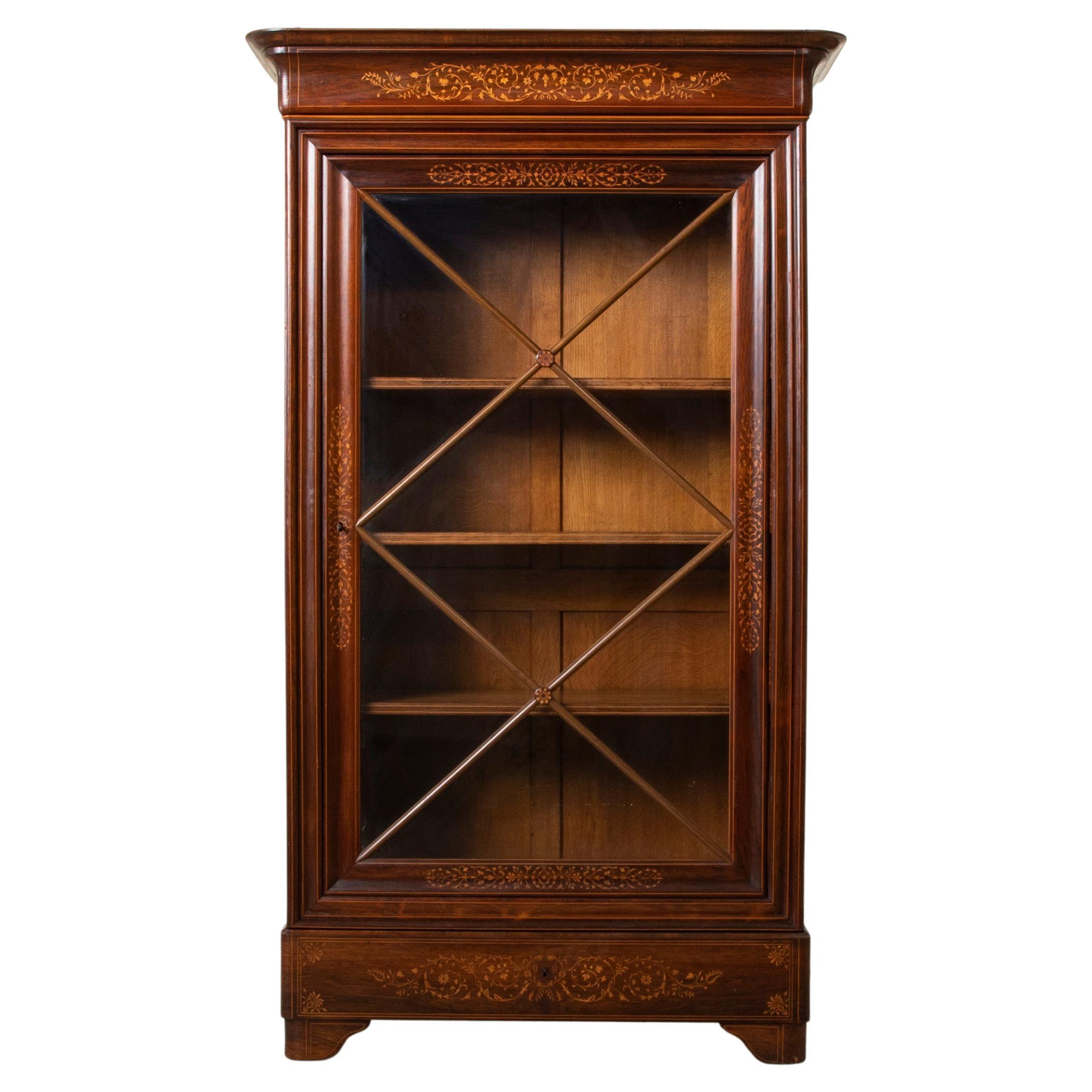 Early 19th Century French Charles X Period Mahogany Bookcase or Vitrine For Sale