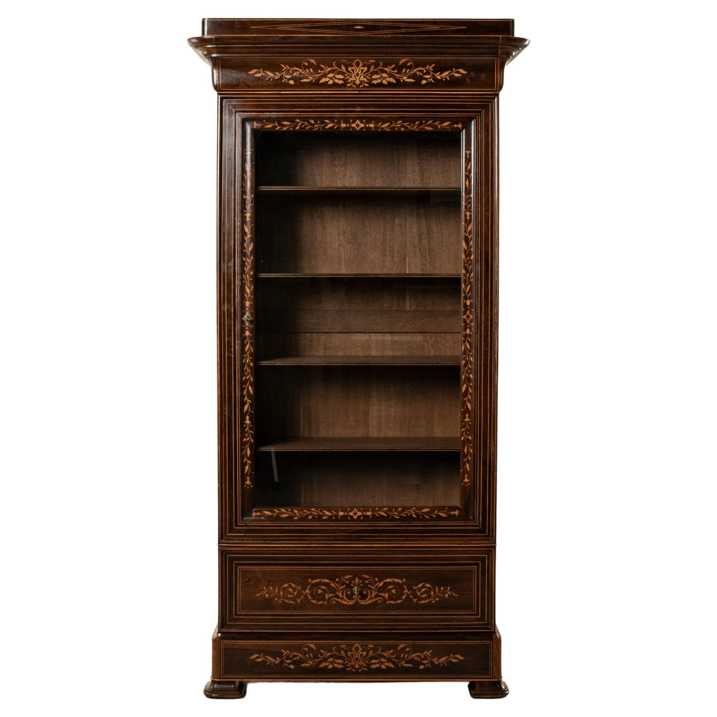 Early 19th Century French Charles X Period Palisander Vitrine, Bookcase