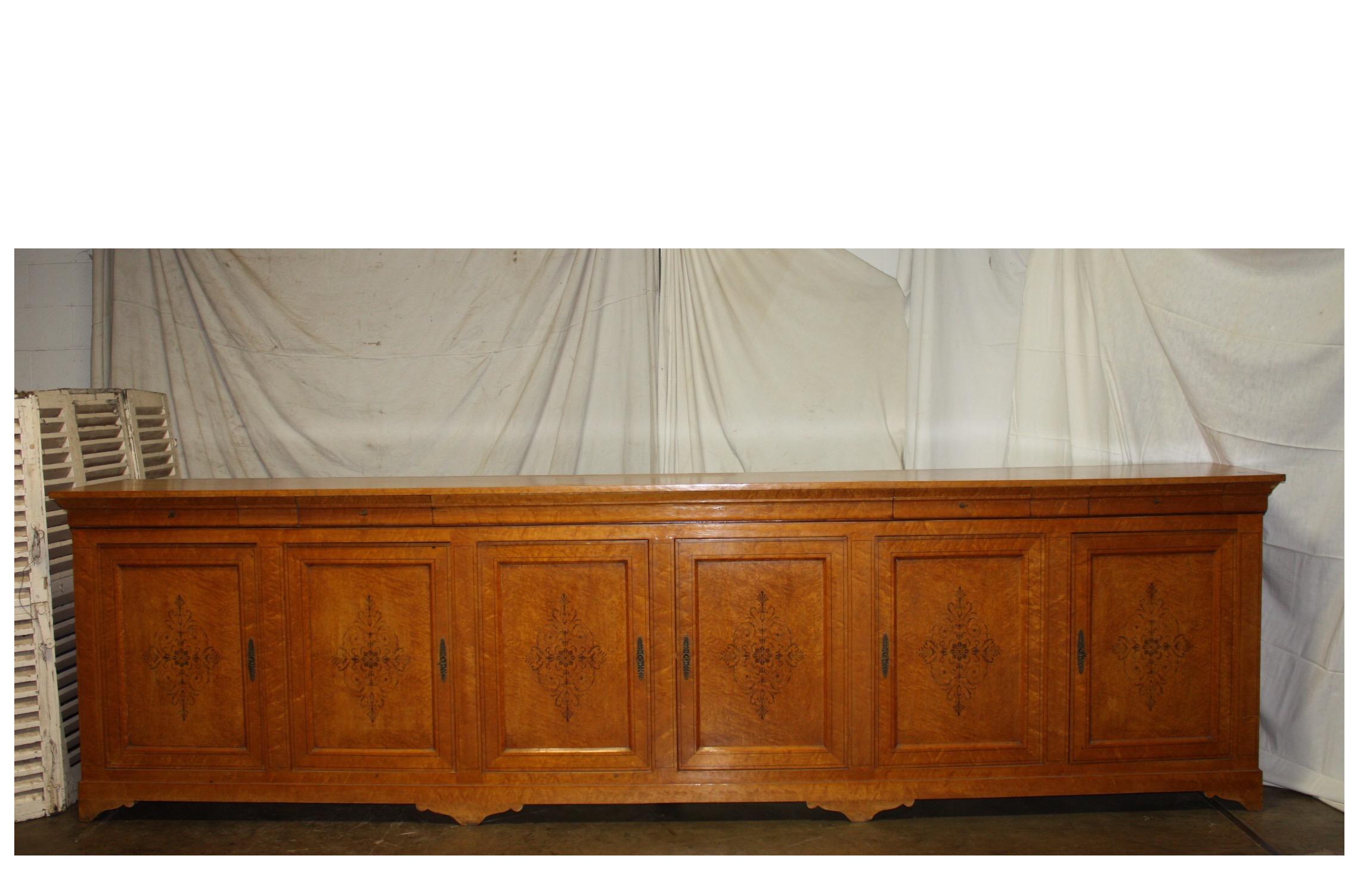 Rare early 19th century French Charles X sideboard. It has 4 drawers and 6 doors. Very good condition.