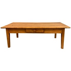 Antique Early 19th Century French Cherrywood Coffee Table with Side Drawer
