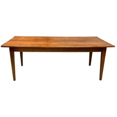 Antique Early 19th Century French Cherrywood Farmhouse Table with Pull Out Carving Slide
