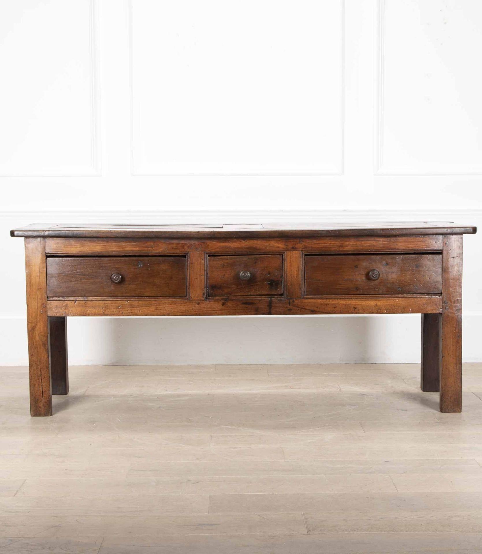 Country Early 19th Century French Chestnut Panelled Top Dresser Base For Sale