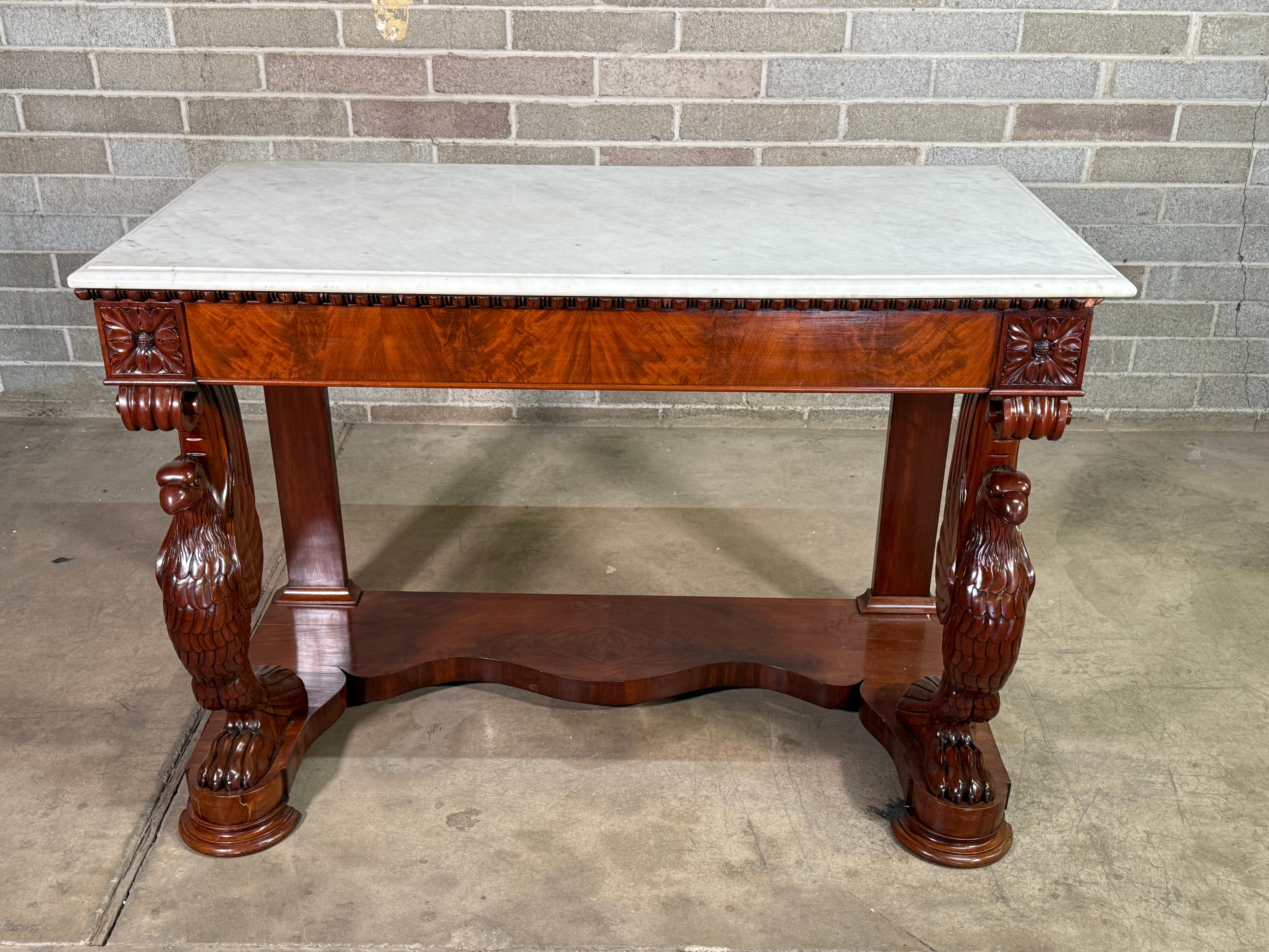 Early 19th Century French Consulate Empire Console with Eagles 
Gorgeous piece purchased in France
Age appropriate wear, see detailed photos. 
Message us with questions. 