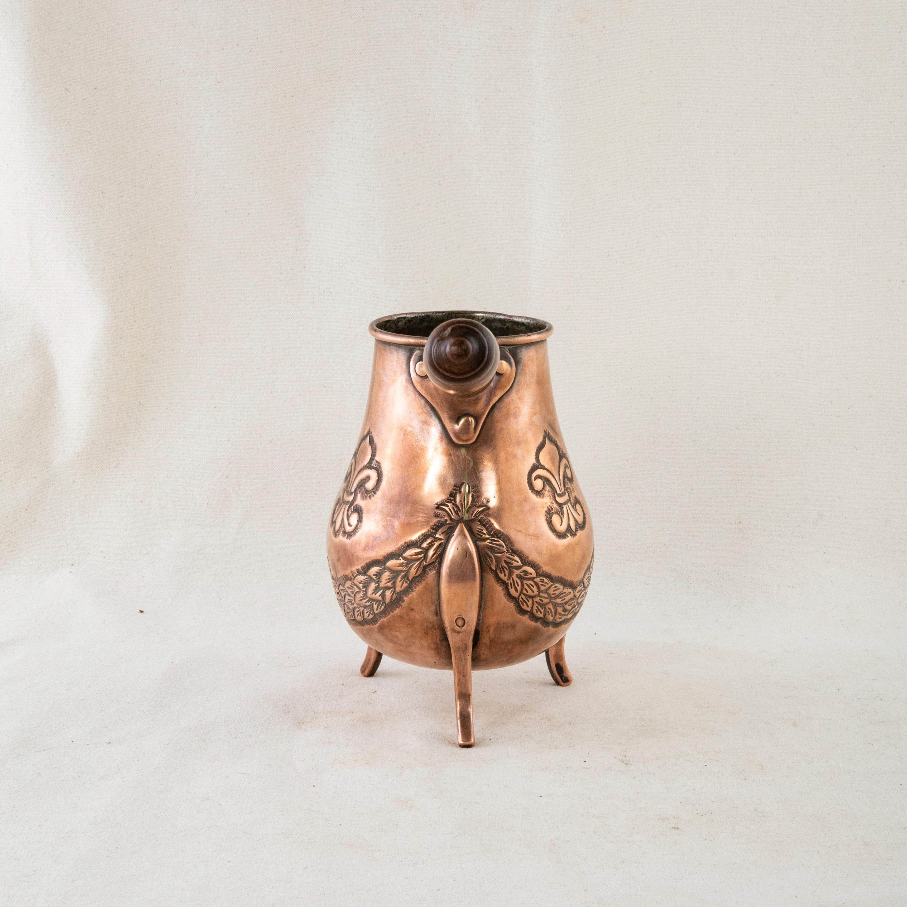 Repoussé Early 19th Century French Copper Repousse Chocolate Pot from a French Chateau