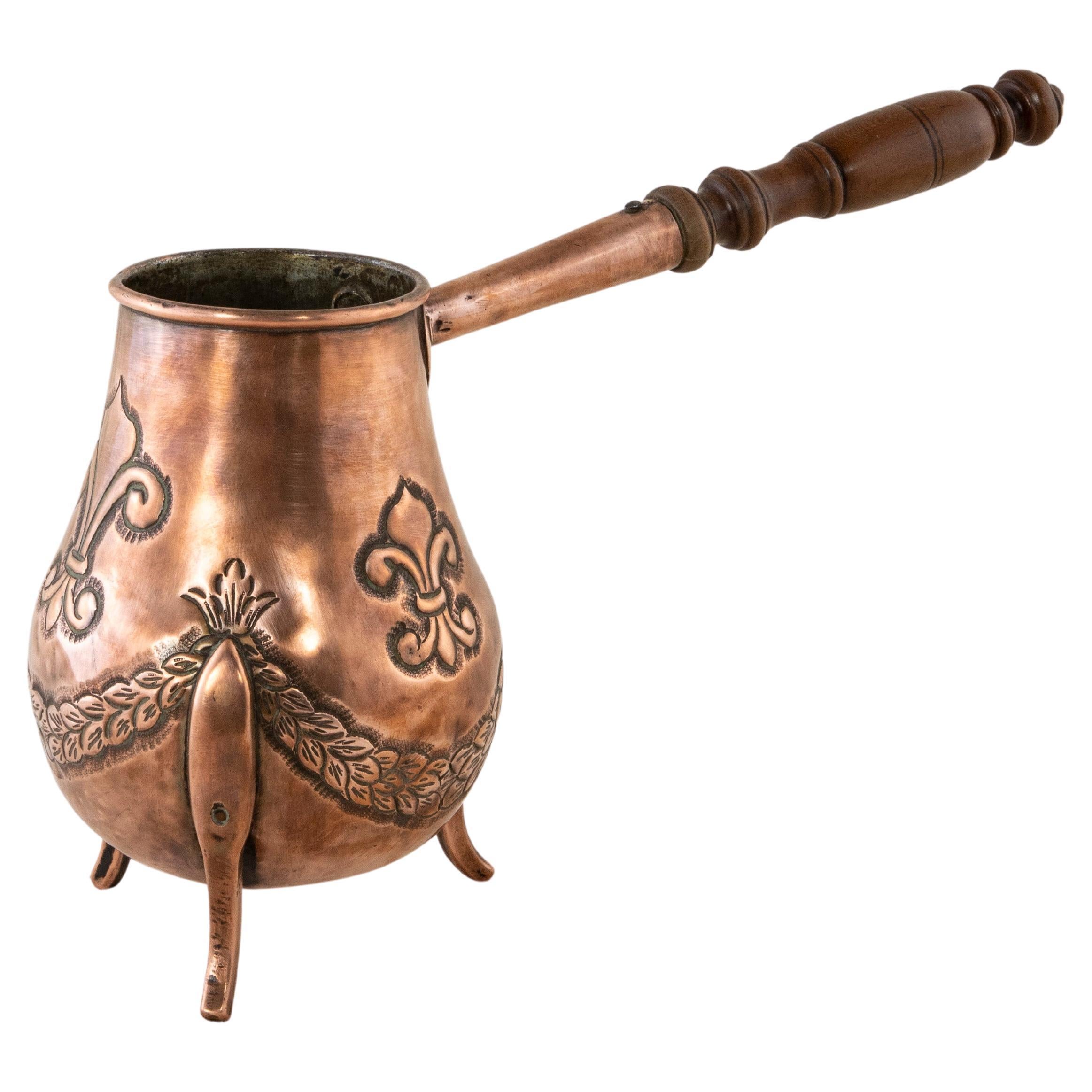 Early 19th Century French Copper Repousse Chocolate Pot from a French Chateau