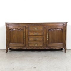 Early 19th Century French Country Louis XV Style Carved Oak Enfilade Buffet