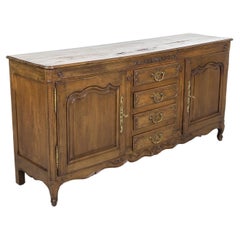 Early 19th Century French Country Louis XV Style Carved Oak Enfilade Buffet