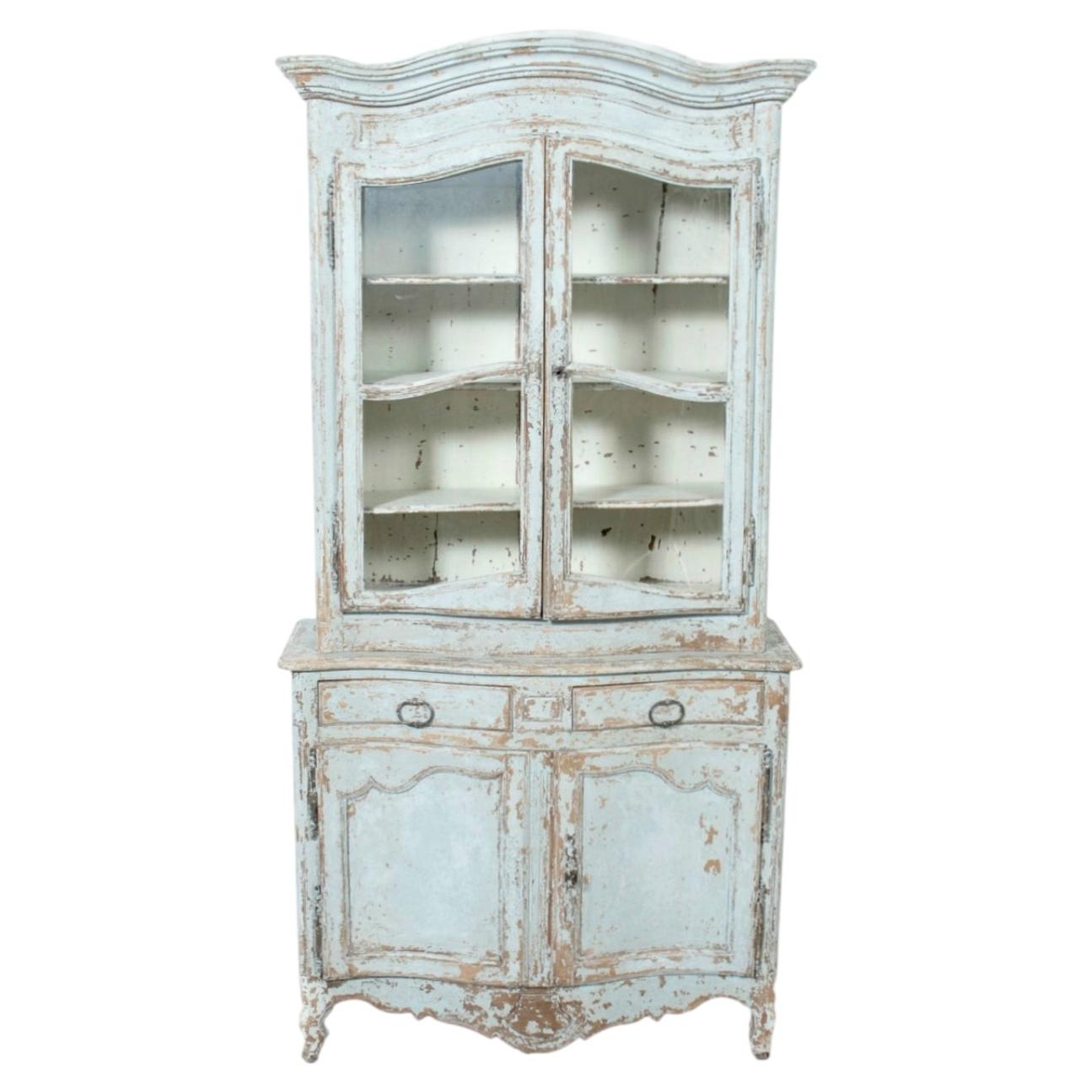 Early 19th Century French Country Louis XV Style Painted Buffet Duex Corps